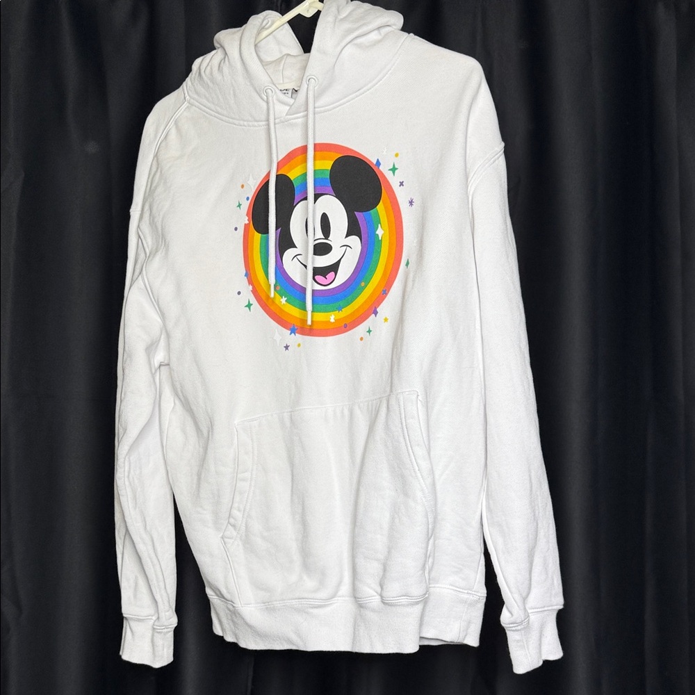 Disney Pride Collection White Hoodie with Rainbow Accents size medium